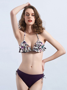 Maillot de bain de fitness écologique pour femmes européennes et américaines-Motif solide imprimé découpé dans le dos-Design Sexy Plus Size - Product Image 2