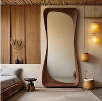 Miroir mural minimaliste en bois de couleur noyer