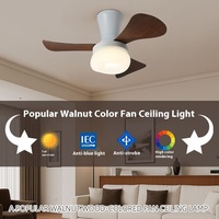 Ventilateur de plafond de 30 pouces avec lampe LED au design moderne en bois de noyer Télécommande à 6 vitesses Moteur à courant continu en fer pour le salon