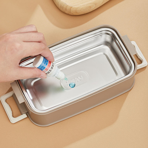 Stainless Steel <b>Lunch</b> <b>Box</b> Rectangle 2 Compartments Stackable Portable Food Grade Material Leak Proof Simple Style Adult Use - Product Image 3