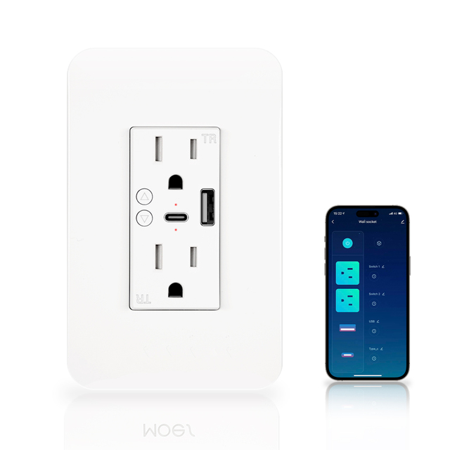 2026 Smart USB Wall Outlet Receptacle Wifi Smart Life Wall Socket Power Socket with 12 Outlets 2500w Max Power US Plug 2Outlets