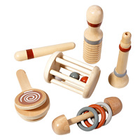 Wooden Musical Instruments Set for Toddler Kids Mini Percussion Toy Flute Rattle Sensory Learning Educational Montessori Gift