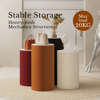 Présentoir cylindrique élégant Spazepaper Pillars en papier kraft accordéon avec éclairage pour magasin de détail
