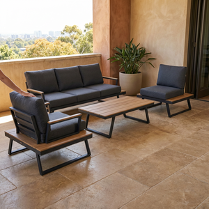 Conjunto de Sofás Modernos para Exteriores con Detalles en Acabado de Teca y Cojines Impermeables para <span class=keywords><strong>Terraza</strong></span> de Villa de Lujo - Product Image 2