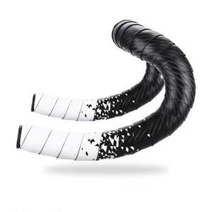 Puños de manillar de carbono para bicicleta de carretera, 22,2 mm, blanco y negro, con patrón geométrico, para bicicletas de carretera - Product Image 1