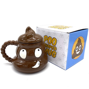Kezhi Bán Buôn Hài Hước Hài Hước 3D Phim Hoạt Hình Độc Đáo Nụ Cười Đống Của Poop Shape Gốm Cốc Quà Tặng Với Handgrip Và Nắp - Product Image 6