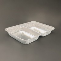 Barquette jetable en aluminium compartimentée carrée multi-compartiments pour la livraison de bento et la restauration en gros