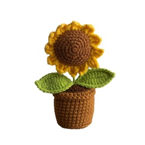 Nuevo girasol tejido a mano personalizado, decoración de simulación de planta en maceta, regalo. - Product Image 5