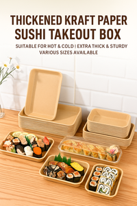 Caja de papel resistente a altas temperaturas, venta al por mayor, papel Kraft desechable de grado alimenticio, caja de embalaje para sushi, Comercial engrosada - Product Image 4