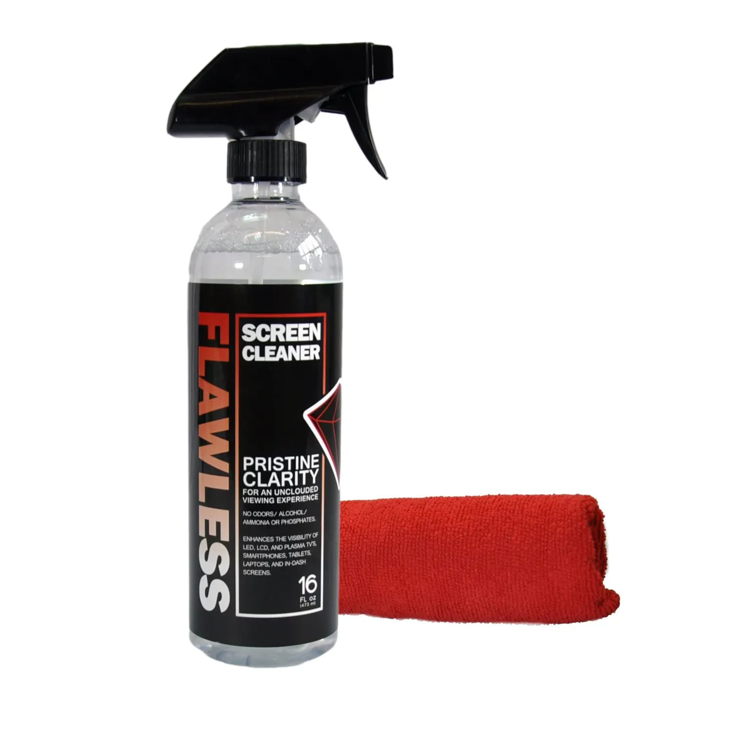 Screen Cleaner Spray Kit | 16 Ounces + Screen Cloths | Plant Based Power |Cleans TV IPad Laptop Phone