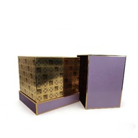 Se Aceptan Personalizaciones, Cajas de Embalaje de Lujo de Diseño Moderno, Cajas de Regalo Rígidas con Tapa Morada, Estampado en Lámina Dorada, Forro Personalizado