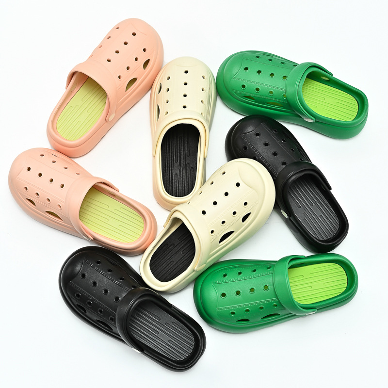 Ladies Outdoor Platform EVA Upper Clogs Slippers Beach Slides Custom Logo Hole Shoes Women