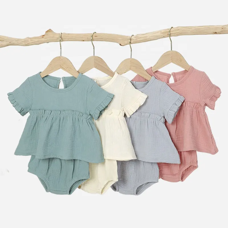 Baby Girls Skirt And Short Pants Set Muslin Baby Clothing Set Summer
