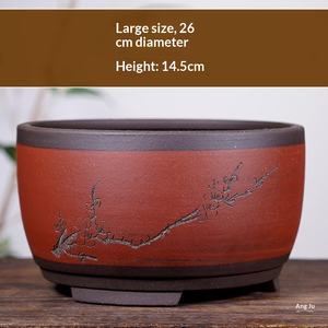 Maceta para Plantas Suculentas, Color Morado Arena, Grande, Mediana, Pequeña, Estilo Bonsái, Forma <span class=keywords><strong>de</strong></span> Tambor, Simple, Estilo Chino, Transpirable, para Jardinería en Casa, Maceta Verde - Product Image 3