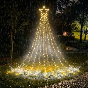 Guirnalda de <span class=keywords><strong>Luces</strong></span> Solares con Forma de <span class=keywords><strong>Cascada</strong></span> de Estrellas, <span class=keywords><strong>Luces</strong></span> Decorativas para Exteriores IP44, Fácil Instalación, Decoración Navideña para Jardín - Product Image 2