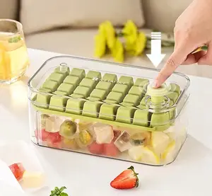 New Hot Sale Easy to Release 64PCS Ice Cube Mold Ice Cube Maker for Freezer Ice Cube Tray with Lid and Bin