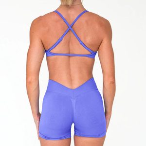 Ensemble de yoga 2 pièces sans couture pour <span class=keywords><strong>femme</strong></span>, soutien-gorge de sport à fines bretelles et short cycliste taille haute push-up, idéal pour l'entraînement et la gym – Nouvelle collection très prisée - Product Image 4