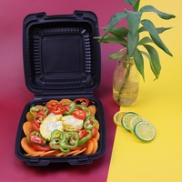 Boîte à lunch jetable en PP biodégradable SC-61, 6*6 pouces, compatible micro-ondes, sans BPA, sans PFAS, avec couvercle, 500 ml