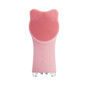 Cute Cat-Ear-Shaped Cleaning Brushes <b>Mini</b> Silicone Facial Cleansing Brush Sonic Vibration Face Scrubber Deep Cleansing - Product Image 2