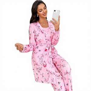 Nuevo Conjunto de Tres Piezas de Ropa de Dormir para Mujer, Camisones, Pantalones y Camisetas de Tirantes, con Estampado Floral, Suaves y Lujosas, para Otoño e Invierno - Product Image 3