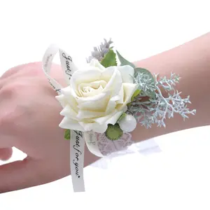 Wedding Bridal Bruidsmeisje Pols Bloem Bruiloft Accessoires Prom Party Kunstmatige Bloem Armband
