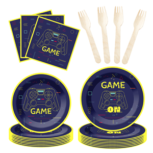 Platos, Servilletas y Vasos de Papel con Temática de Juegos DAMAI, Artículos para Fiestas, Impresión Offset de 4 Colores, Zhejiang, China - Product Image 1