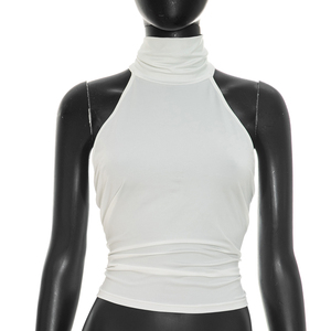 Viviblook D26TP209 Chaleco de verano para mujer, camiseta sin mangas con cuello medio alto y encaje, sin espalda, para mujer - Product Image 1