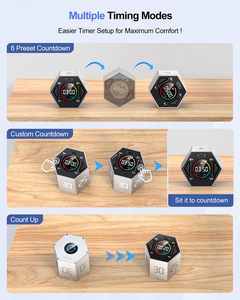 Temporizador Pomodoro Ticktime Cube con Ajustes Preestablecidos de 3/5/10/15/25/30 Minutos, Cuenta Regresiva Personalizable (1s59m), Recargable, ABS, 1-6 Horas, para Estudio, TDAH, Magnético - Product Image 5