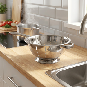 Passoire en acier inoxydable avec longue poignée et poignée latérale, égouttoir durable pour la cuisine - Product Image 6