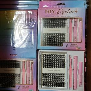 Kit d'extensions de cils réutilisables LC228 New Natural DIY 10D Fluffy avec cils en faux vison PBT, <span class=keywords><strong>tiges</strong></span> courtes, bande en <span class=keywords><strong>coton</strong></span> noir - Product Image 5