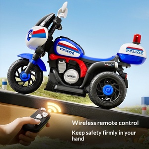 Moto électrique pour enfants, tricycle, voiture de <span class=keywords><strong>police</strong></span> pour garçons et filles de 6 ans, jouet en plastique rechargeable télécommandé - Product Image 3