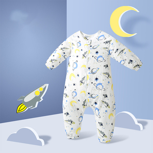 Mùa thu đông bé ngủ Túi bông nguyên chất Gạc chống đá chăn tất cả bao gồm tay áo có thể gập lại dày ấm ngủ sơ sinh - Product Image 3