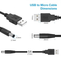 DC Bucket JACK POWER-Kabel Universelles 5-V-DC-Netzkabel, USB 2.0a-Stecker auf USB DC 5,5x2,1mm Stecker kabel