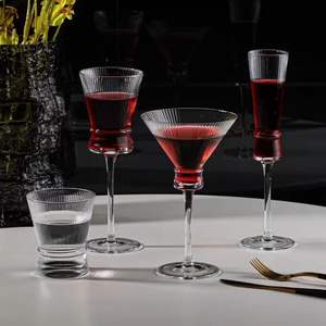 Ensemble de verres à vin en cristal côtelé de luxe moderne, design ceinture dorée, flûte à champagne, coupe à <span class=keywords><strong>martini</strong></span> pour mariage, banquet, hôtel - Product Image 3