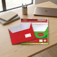 AaRpee Crystal Containers Porte-documents A4 à double pochette avec emplacement pour cartes de visite Rouge Vert Polypropylène PP