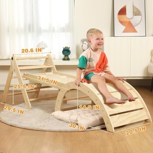 Structure d'escalade en bois massif pour jardin, arc-en-ciel, intérieur/extérieur, échelle triangulaire pour enfants, entraînement d'intégration sensorielle - Product Image 1
