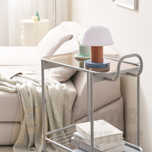 Rolling Cart Movable Serving Cart with Casters Wine Storage Rack Metal Rolling <b>Book</b> Cart with Glass Top Mobile Trolley - Product Image 4