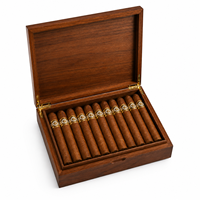 Boîte à cigares rectangulaire en bois de qualité supérieure personnalisée avec logo en métal doré pour cigares faits à la main et stockage de cigares de luxe