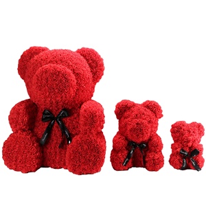 Customizable Artificial Flower Teddy Rose Bear with Gift Box 40cm Valentine's Day Christmas Gift Rose Bear