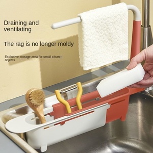 Égouttoir télescopique multifonctionnel de cuisine, support de <span class=keywords><strong>rangement</strong></span> pour torchons et essuie-tout avec filtre pour vaisselle - Product Image 3