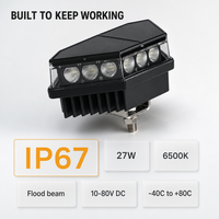 Feux de travail LED tout-terrain 27W, projecteur 3 sections, 10-80V DC, IP67, pour 4x4, VTT, UTV, SUV, camion, pick-up, toit, 12V 24V 48V 60V 80V