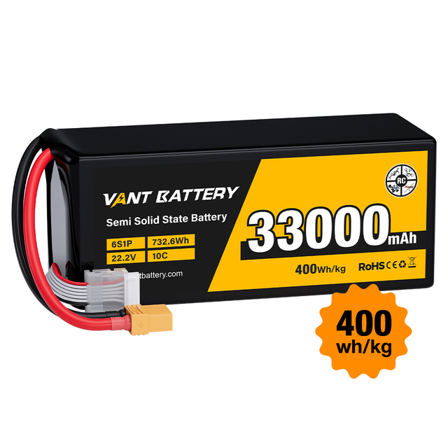 VANT Semi-Solid State Battery 6S 22.2V Lipo 33000mAh10C 350Wh/kg Fpv Battery Lithium-ion UAV Drone Battery Pack