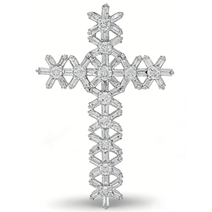 CUSTOM SILVER 10K/14K/18K GOLD PLATED LAB GROWN CVD DIAMOND CLASSIC ENGAGEMENT <b>GIFT</b> SWEATER CHAIN NECKLACE CROSS PENDANT - Product Image 1