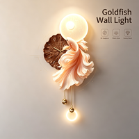 Horloge pendulaire 3D en forme de poisson rouge, avec lumières LED - une horloge silencieuse moderne à motif de poisson rouge et de lotus, adaptée au salon