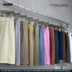 Set di t-shirt da <span class=keywords><strong>uomo</strong></span> estive personalizzate tuta in cotone 100% Shorts <span class=keywords><strong>oversize</strong></span> Washed Set 2 pezzi - Product Image 4