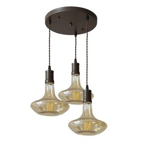 Lampe à 3 douilles E27, couleur marron/marron, comprend des ampoules de 24 W 3000 K et 1920 lm, idéale pour éclairer des espaces chaleureux. - Product Image 1
