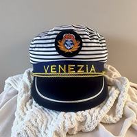 Chapeaux de fête en gros à rayures noires et blanches, style capitaine, avec ancre dorée, pour yacht de Venise