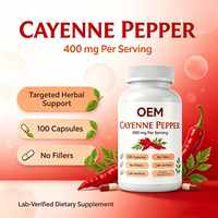 Capsules de piment de Cayenne à marque privée OEM, 350 unités, 150 mg, extrait 10:1, complément alimentaire