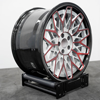Rueda de Aleación Geométrica Forjada PWC en Rojo, Blanco y Negro, OEM ODM, Suministro de Fábrica al por Mayor para Tuning y Distribución