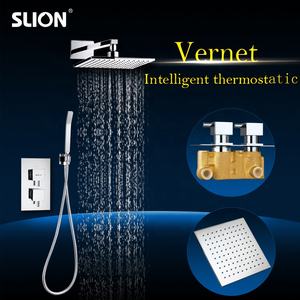 Kare ahize duş kolu 8 "pirinç kare yağmur duşu ile termostatik çift gizli vana - Product Image 6